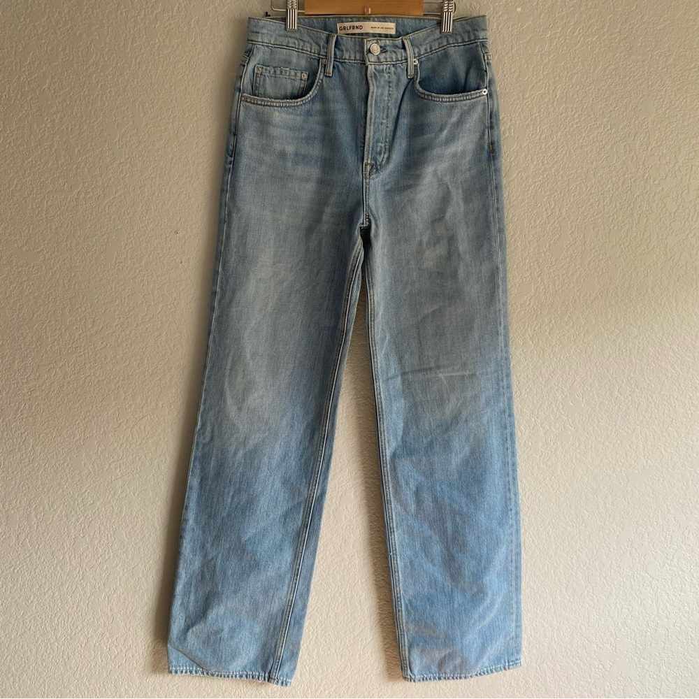 GRLFRND Brooklyn high-rise loose straight jeans light wash
